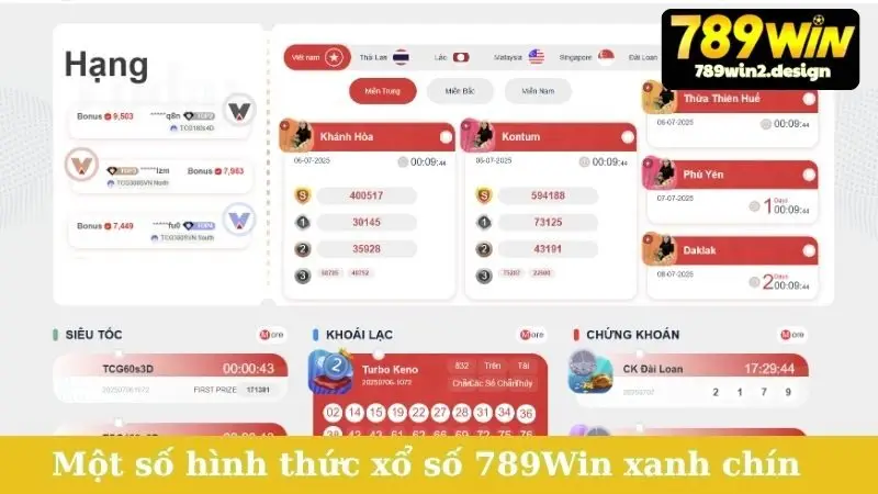 Một số hình thức xổ số 789Win xanh chín