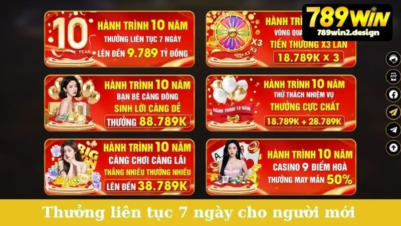 Thưởng liên tục 7 ngày cho người mới